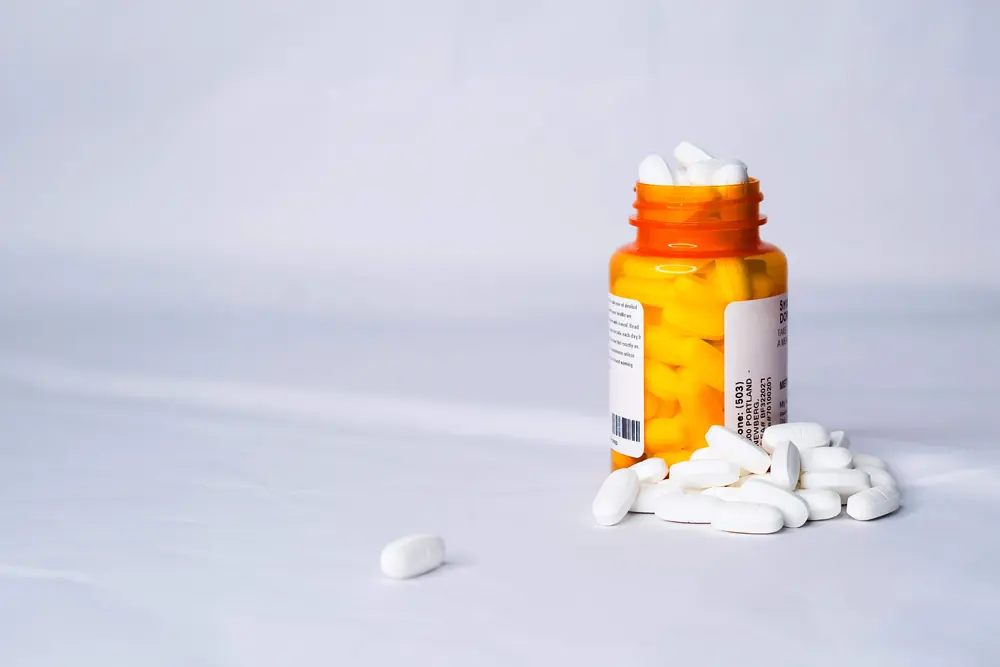 Prescription bottle with tablets, mail-order pharmacy fulfillment