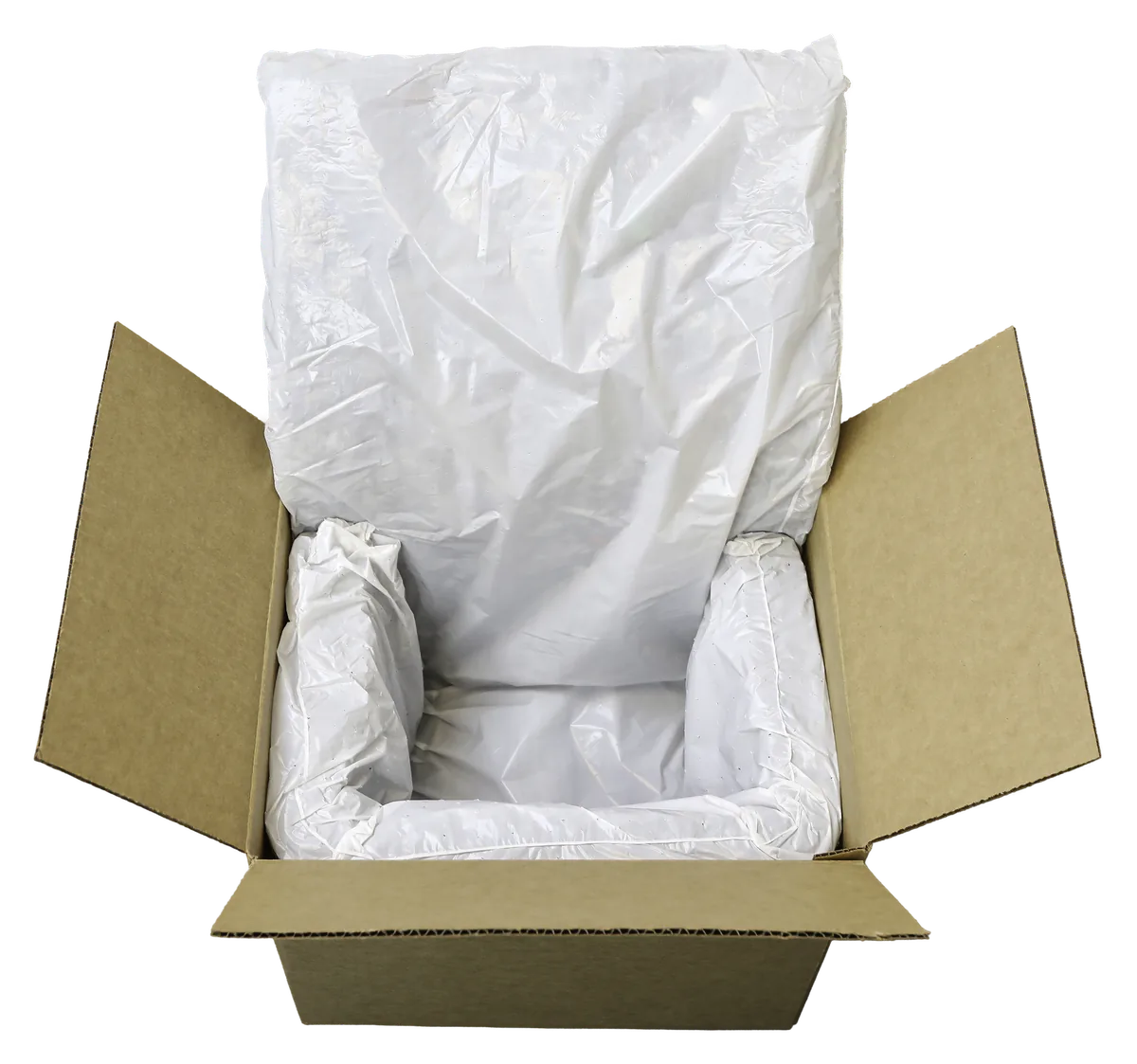 Corrugated shipper with EcoFiber insulated liner kitted inside